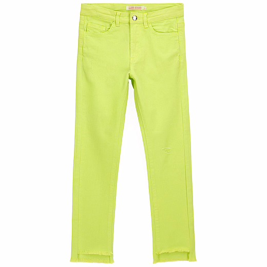 Джинсы салатового цвета с бахромой от бренда Original Marines