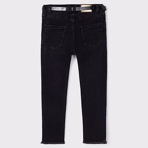 Джинсы черного цвета с контрастным бантом на поясе от бренда Mayoral