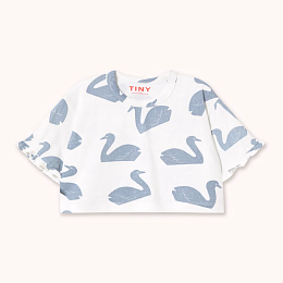 Футболка-кроп SWAN от бренда Tinycottons Белый Голубой