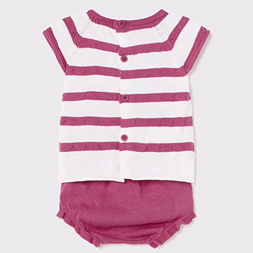 Комплект футболка в полоску и розовые блумеры от бренда Mayoral