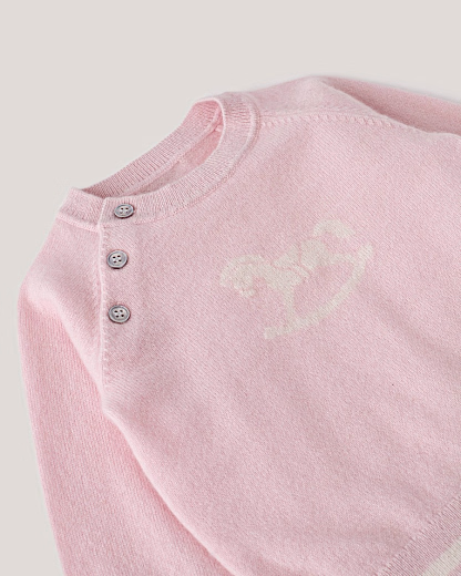 Джемпер и джоггеры розового цвета с принтом лошадки от бренда Anna Leon