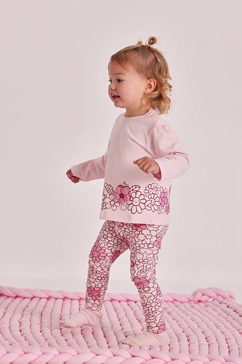 Лонгслив и леггины Pink flowers от бренда Boboli