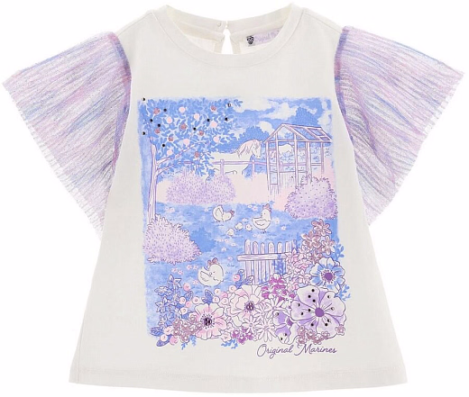 Футболка с изображением животных на ферме от бренда Original Marines Белый Фиолетовый