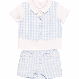 Футболка с жилеткой и шорты Sky check от бренда Boboli