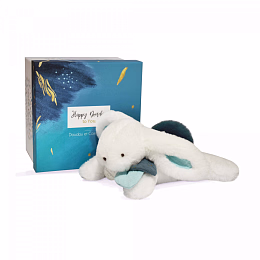 Зайка с голубыми ушками в коробке от бренда Doudou et Compagnie