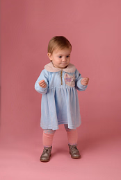 Платье с меховым воротником голубого цвета от бренда Raspberry Plum