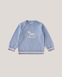 Джемпер и джоггеры голубого цвета с принтом лошадки от бренда Anna Leon