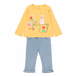 Лонгслив и джинсы Flower Bunny от бренда Boboli