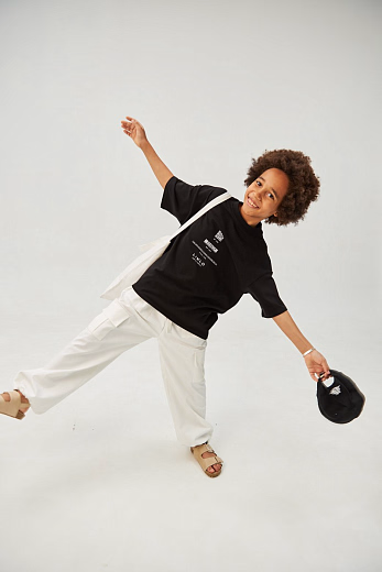 Брюки KARGO коттон молочного цвета от бренда Liqlo