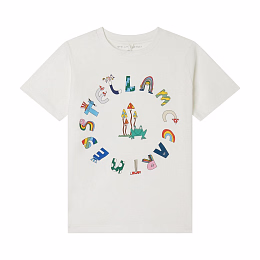 Футболка Frog and Lettering от бренда Stella McCartney kids Молочный