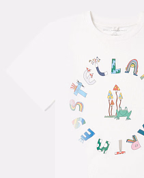Футболка Frog and Lettering от бренда Stella McCartney kids Молочный