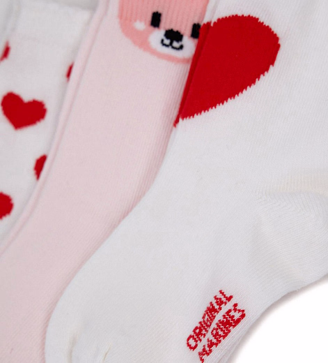 Носки 3 пары с принтом сердец и мишек от бренда Original Marines