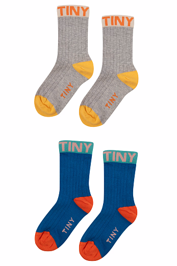 Носки 2 пары серые и синие от бренда Tinycottons