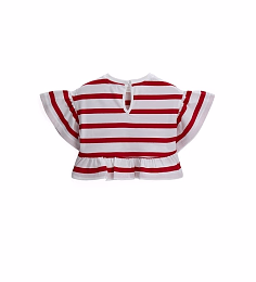 Футболка-кроп с воланами от бренда Original Marines Белый Красный