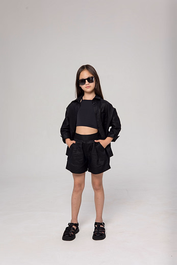 Рубашка LEN GIRL черного цвета от бренда Liqlo