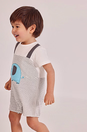 Футболка и комбинезон в полоску Elephant от бренда Boboli