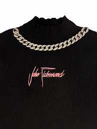 Водолазка черного цвета с цепочкой от бренда JOHN RICHMOND