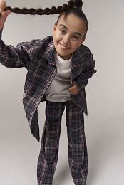 Брюки и рубашка в крупную серую клетку от бренда NOT A TOY