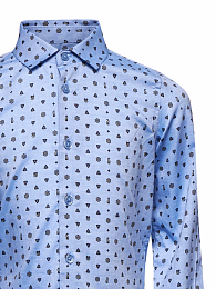 Рубашка голубая с принтом от бренда Trussardi