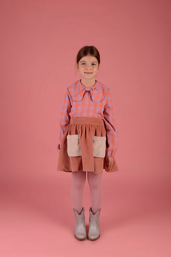 Блуза в клетку кораллового цвета от бренда Raspberry Plum