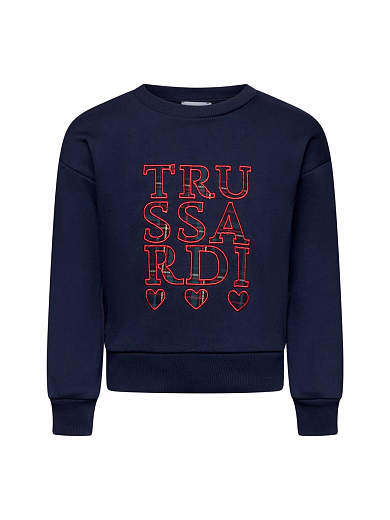 Свитшот темно-синий с надписью от бренда Trussardi