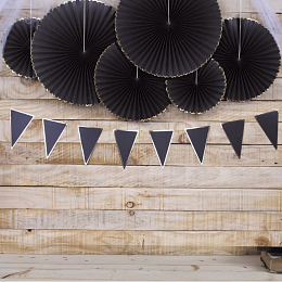 Три декоративных веера Черный и золото от бренда Tim & Puce Factory