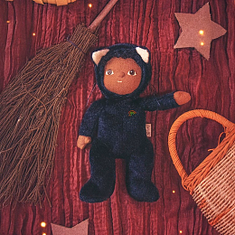 Мягкая кукла Чёрный кот Carson светится в темноте от бренда Olli Ella