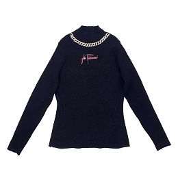 Водолазка черного цвета с цепочкой от бренда JOHN RICHMOND