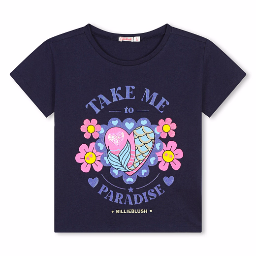 Футболка Navy "Take Me to Paradise" от бренда Billieblush Темно-синий