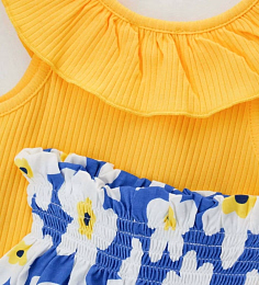 Майка желтого цвета и шорты с цветочным принтом от бренда Original Marines