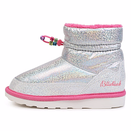 Дутики серебристые с розовым мехом от бренда Billieblush