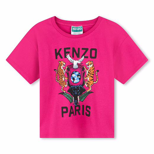 Футболка "Голубь мира и звери джунглей" от бренда Kenzo Фуксия