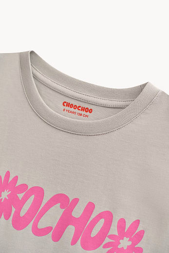 Футболка-кроп ChooChoo от бренда CHOOCHOO Серый