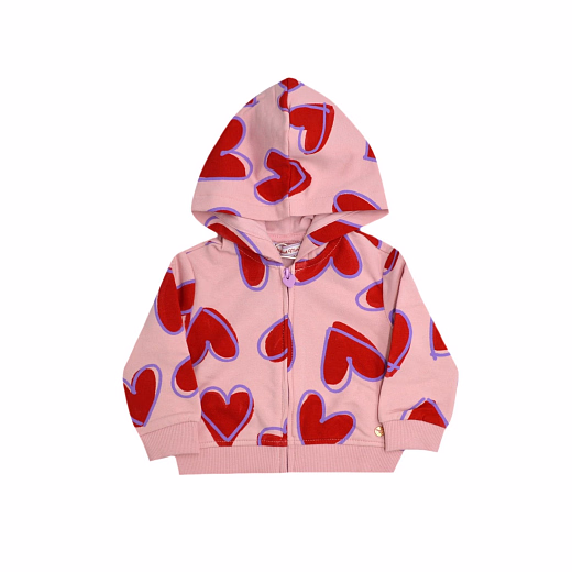 Толстовка на молнии розовая с красными сердечками от бренда Original Marines
