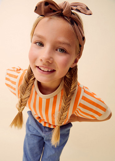 Футболка махровая Orange Stripes от бренда Sproet & Sprout Бежевый Оранжевый