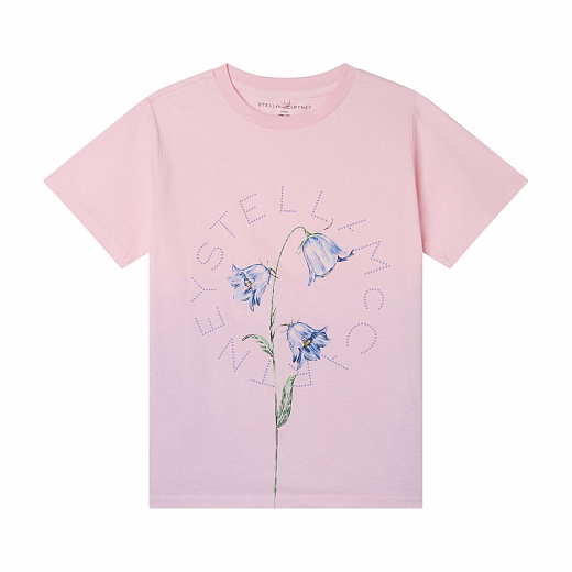 Футболка розовая с цветами от бренда Stella McCartney kids Розовый