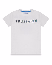 Футболка молочного цвета с надписью от бренда Trussardi Молочный