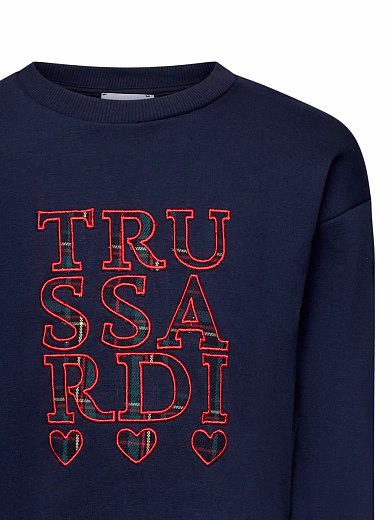 Свитшот темно-синий с надписью от бренда Trussardi