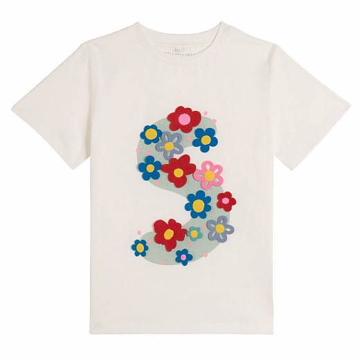 Футболка Floral S Graphic от бренда Stella McCartney kids Молочный