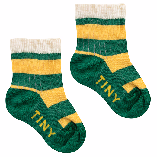 Носки в желто-зеленую полоску малышковые от бренда Tinycottons