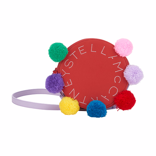 Сумка круглая с цветными помпонами от бренда Stella McCartney kids