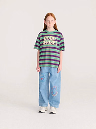 Футболка Green Stripes BC от бренда Bobo Choses Зеленый Фиолетовый