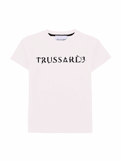 Футболка с контрастной надписью от бренда Trussardi Белый
