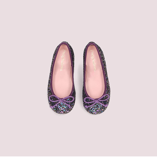 Балетки черные с фиолетовыми блестками от бренда PRETTY BALLERINAS