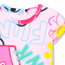Футболка с разноцветным принтом от бренда Billieblush Розовый