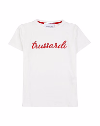 Футболка с надписью красного цвета от бренда Trussardi Белый
