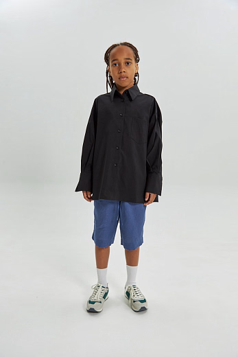 Рубашка BACK BUTTONS черного цвета от бренда Liqlo