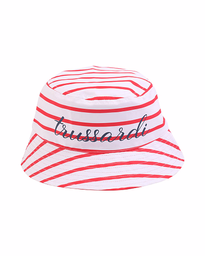 Панама белая в красную полоску от бренда Trussardi