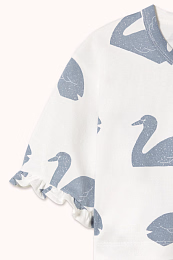 Футболка-кроп SWAN от бренда Tinycottons Белый Голубой