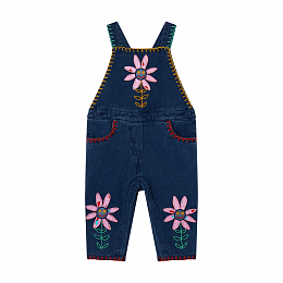 Комбинезон джинсовый с цветочными смайлами от бренда Stella McCartney kids